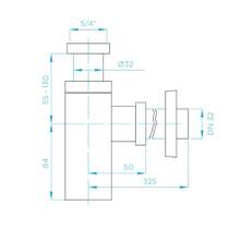 Cифон для раковини Devit DVPL004 дизайнерський пластиковий 1/4, випуск 32мм, чорний, фото №2