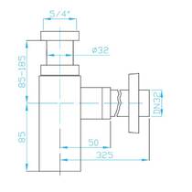 Cифон для раковини Devit DVCH003 дизайнерський латуний 1/4, випуск 32мм, хром, фото №2
