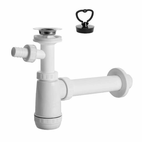 Cифон для раковины Devit DV1N332 пластиковый с накладкой и выходом для стиральных машин, выпуск 32 мм, хром, фото 1