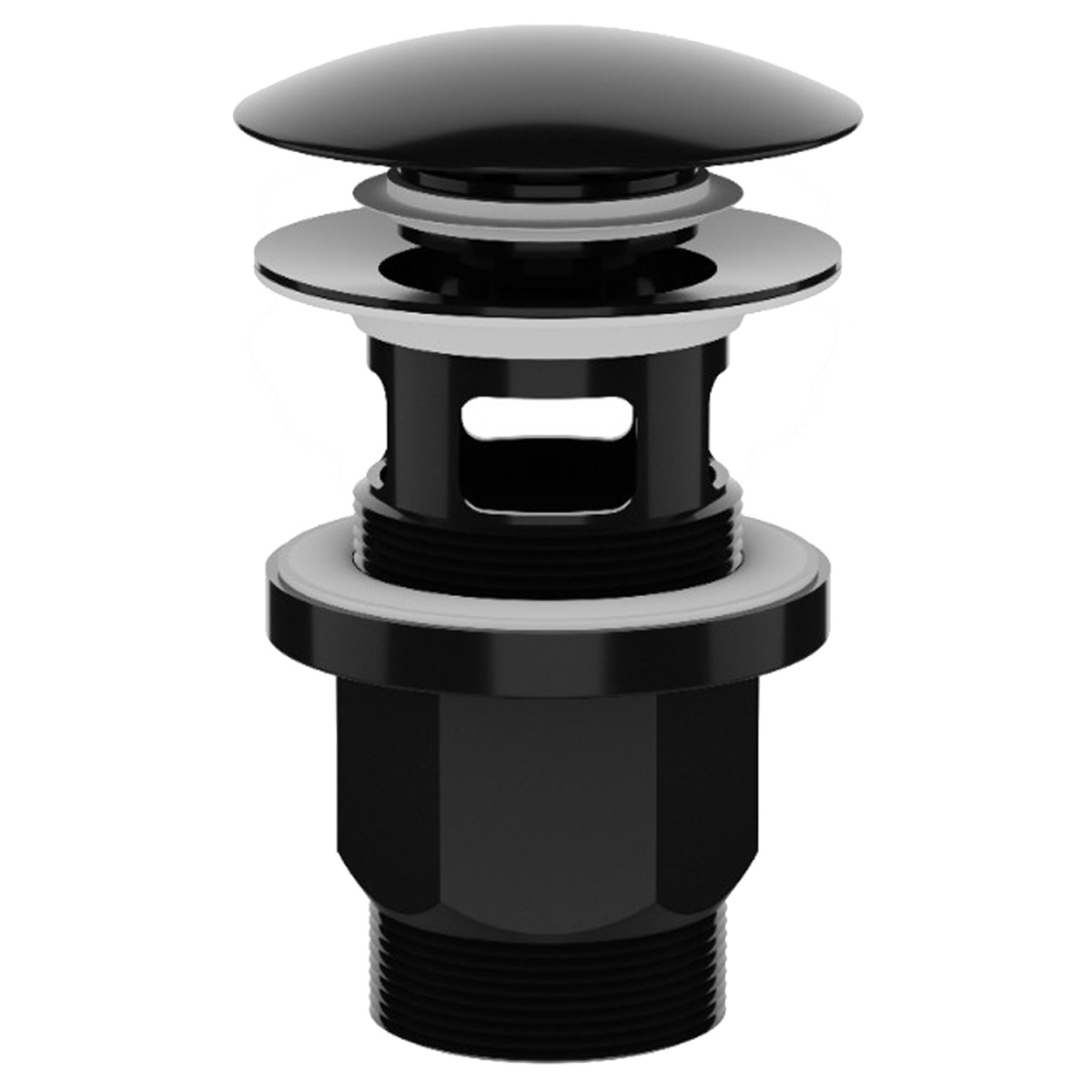 DVVPL04 Пластиковий низький зливний клапан для раковини, click-clack, чорний (1 сорт)