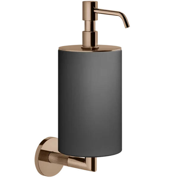 Дозатор для жидкого мыла Gessi Anello 63714-030 с держателем черный матовый/медь, фото 2
