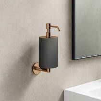 Дозатор для жидкого мыла Gessi Anello 63714-030 с держателем черный матовый/медь, фото №1