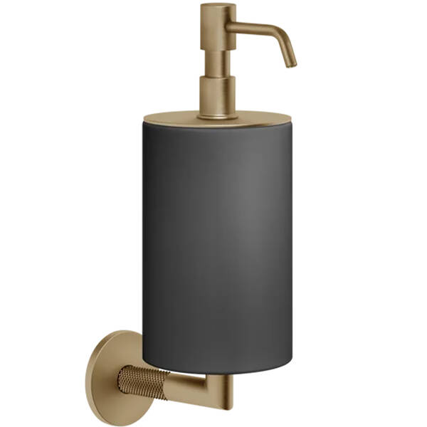 Дозатор для жидкого мыла Gessi Anello 63714-726 с черным держателем матовый/бронза, фото 2