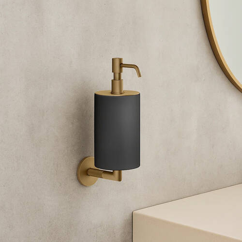 Дозатор для жидкого мыла Gessi Anello 63714-726 с черным держателем матовый/бронза, фото 1