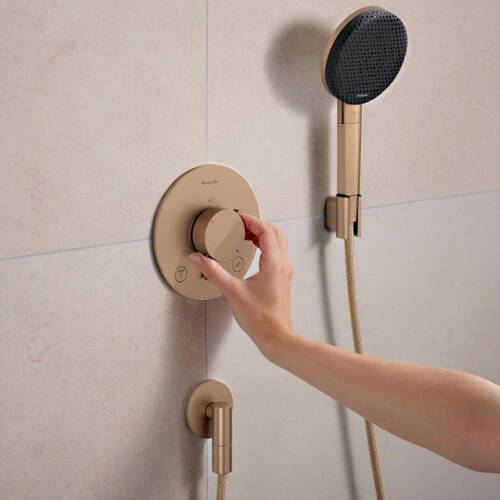 Змішувач прихованого монтажу для душу Hansgrohe Ecostat Comfort S 33715140 з термостатом, бронза матовий, фото 4