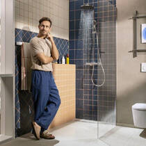 Душова система Hansgrohe Activera S 240 1jet EcoSmart 28871670 з термостатом Ecostat Fine, чорний матовий, фото №4