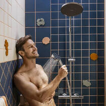 Душова система Hansgrohe Activera S 240 1jet EcoSmart 28871670 з термостатом Ecostat Fine, чорний матовий, фото №5