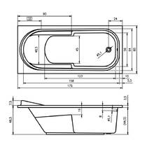 Ванна акрилова Riho Columbia 175х80 см білий глянець, фото №4