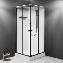 Душова кабіна AM PM X-Joy Square W94C-403-090BT 90x90 см профіль матовий чорний, скло прозоре, з піддоном, фото №1