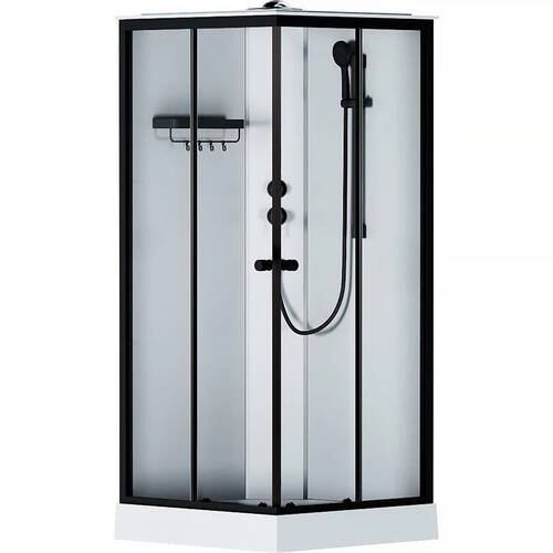Душевая кабина AM PM X-Joy Square W94C-403-090BT 90x90 см профиль матовый черный, стекло прозрачное, с поддоном, фото 2