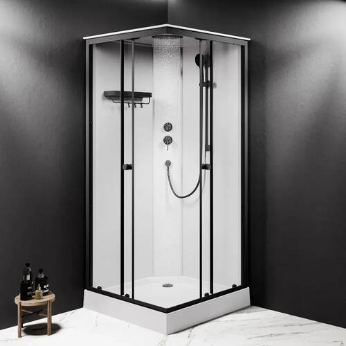 Душевая кабина AM PM X-Joy Square W94C-403-090BT 90x90 см профиль матовый черный, стекло прозрачное, с поддоном, фото 8
