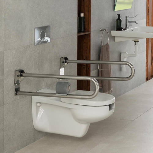 Поручень Noken Easy 100042138 з тримачем для туалетного паперу, сталь, фото 1
