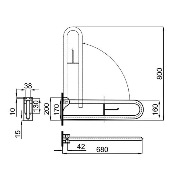 Поручень Noken Easy 100042138 з тримачем для туалетного паперу, сталь, фото 3
