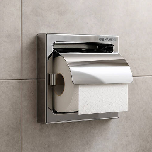 Держатель для туалетной бумаги Genwec GW03 08 04 02 с крышкой, нержавеющая сталь, фото 1
