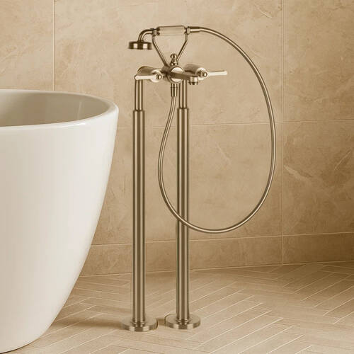 Змішувач для ванни Gessi Venti20 65128-726 підлоговий з душовим набором, бронза матовий, фото 1