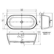 Ванна зі штучного каменю Vayer Scorpius Lite 160.086.043.1-3.0.3.X.X 160x86 см з переливом та сифоном, біла, фото №3