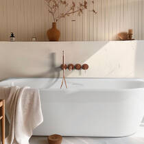 Ванна зі штучного каменю Vayer Scorpius Lite 160.086.043.1-3.0.3.X.X 160x86 см з переливом та сифоном, біла, фото №5