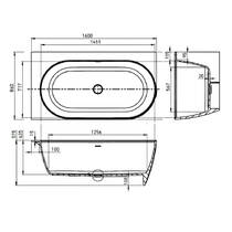 Ванна зі штучного каменю Vayer Scorpius Lite 60.086.043.1-2.X.3.X.X 160х86 см права, з переливом та сифоном, біла, фото №3
