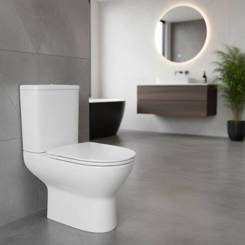Унитаз-компакт Devit Basic Round 3020147 безободковый с крышкой soft-close, белый, фото 1