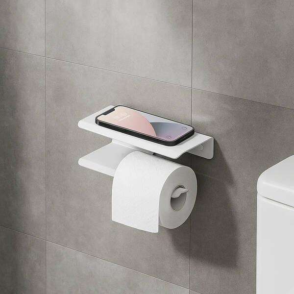 Тримач для туалетного паперу Liberta Layer R з полицею, білий матовий, фото 1