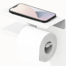 Тримач для туалетного паперу Liberta Layer R з полицею, білий матовий, фото №4