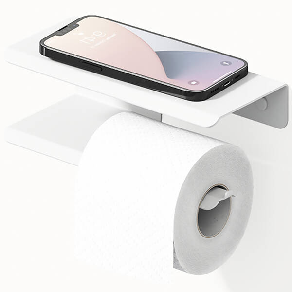 Тримач для туалетного паперу Liberta Layer R з полицею, білий матовий, фото 4