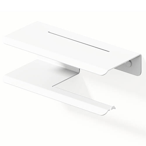 Тримач для туалетного паперу Liberta Layer R з полицею, білий матовий, фото 2