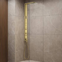 Душевая панель Axor ShowerComposition 12595990 с термостатом, золото полированный, фото №1