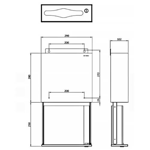 Диспенсер для паперових рушників Genwec GW03 29 04 01 кріплення за дзеркалом, сталевий, фото 2