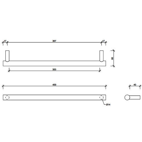 Тримач для рушників Decor Walther Bar HTE40 0856282 40 см золото матове, фото 3