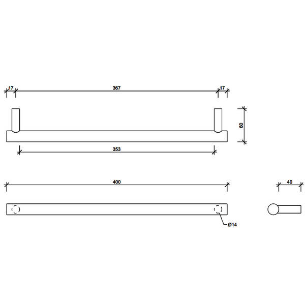 Тримач для рушників Decor Walther Bar HTE40 0856282 40 см золото матове, фото 3