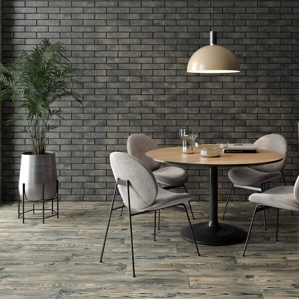Керамограніт Golden Tile Fino 6FУ020 Антрацитовий 6х25 см