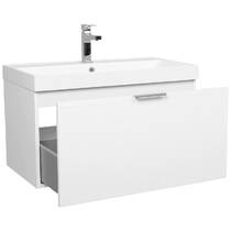 Тумба Аква Родос Fabio 30968 консольна білий мат з раковиною Fabio 80 см, фото №6