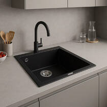 Кухонная мойка Valeso GALAX 5050 гранитная 500х500, черная матовая, фото №1