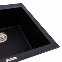 Кухонная мойка Valeso GALAX 5050 гранитная 500х500, черная матовая, фото №4