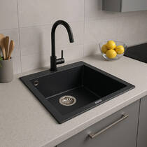 Кухонна мийка Valeso GALAX 5050 гранітна 500х500, карбон, фото №1