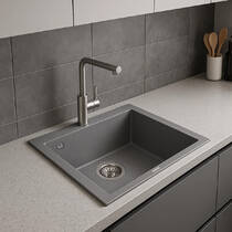 Кухонна мийка Valeso GALAX 5050 гранітна 500х500, сірий мусон, фото №1