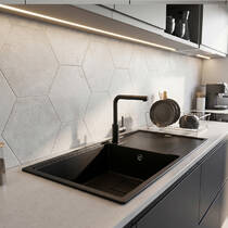 Кухонная мойка Valeso GALANS 7950 гранитная 790х500х200, черная матовая, фото №1