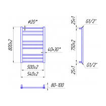 Полотенцесушитель водяной Марио Премиум Классик 800х540/500 сатин, фото №3