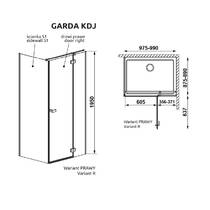 Душова кабіна Radaway Garda Brashed Gold KDJ 1000Rx900x1950, прозоре скло, фото №2