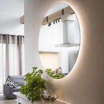 Зеркало J-Mirror Shape 01 D100 100x100 см, белая контурная подсветка, опция Spotless, нагреватель, сенсор касания, фото №5