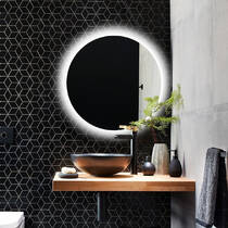 Зеркало J-Mirror Shape 01 D100 100x100 см, белая контурная подсветка, опция Spotless, нагреватель, сенсор касания, фото №6
