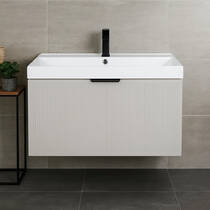 Тумба Аква Родос Fabio консольна кашемір з раковиною Fabio 80 см, фото №1