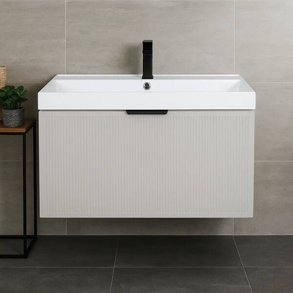 Тумба Аква Родос Fabio консольна кашемір з раковиною Fabio 80 см, фото 1