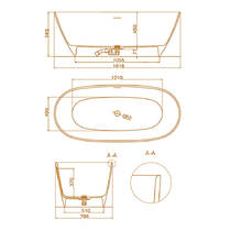 Ванна зі штучного каменю WGT Water Stone Dea 165х75 см білий глянець, фото №3