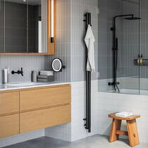 Рушникосушарка водяна Terma Rolo Hanger WGROW120009K9M5SX 1200x95 мм чорний матовий, фото №1