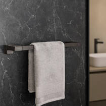 Тримач для рушників Hansgrohe AddStoris 41759340 одинарний, хром чорний матовий, фото №1