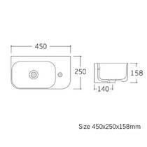 Раковина на стільницю Devit Do It 450250R 450х250 см, 1 отвір під змішувач справа, білий глянець, фото №2