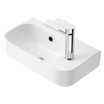 Раковина на стільницю Devit Do It 450250R 450х250 см, 1 отвір під змішувач справа, білий глянець, фото №1