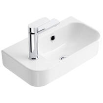 Раковина на стільницю Devit Do It 450250L 450х250 см, 1 отвір під змішувач зліва, білий глянець, фото №1